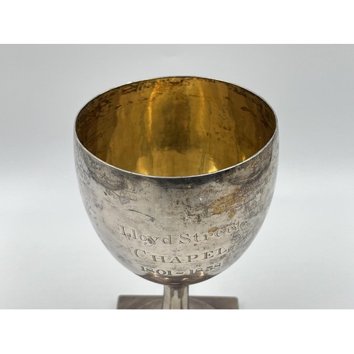 1333 - A George IV hallmarked London silver chalice engraved 'Lloyd Street Chapel 1801-1858', dated 1829 - ... 