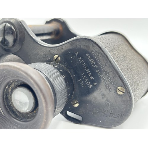 1348 - A pair of WWI A. Kershaw & Son Ltd Leeds no.3 Mk II binoculars, engraved Capt. A. H. McBean, dated 1... 