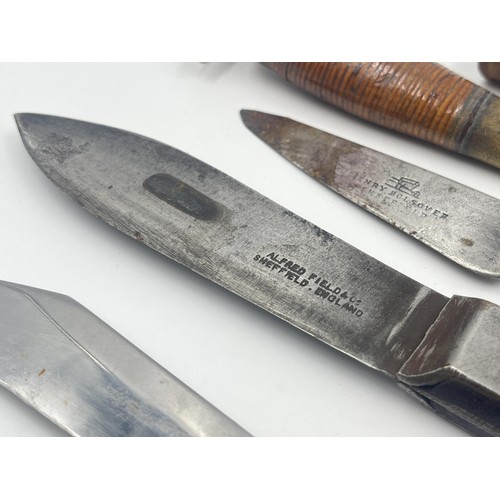 1349 - Four antique and vintage knives to include 19th century Alfred Field & Co Sheffield, 19th century He... 