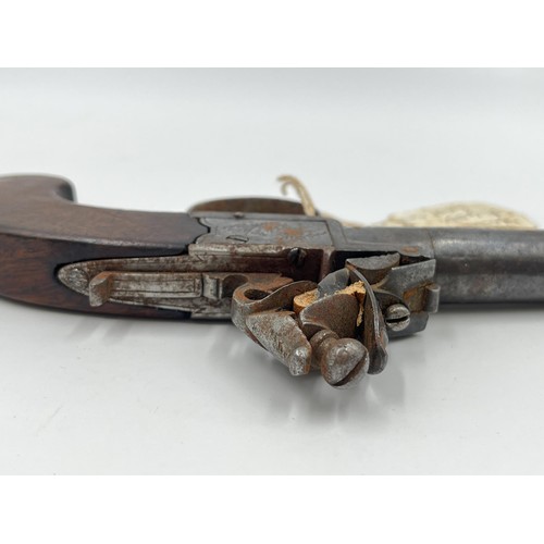 1360 - A late 18th/early 19th century Hill of London flintlock pocket pistol - approx. 18cm long