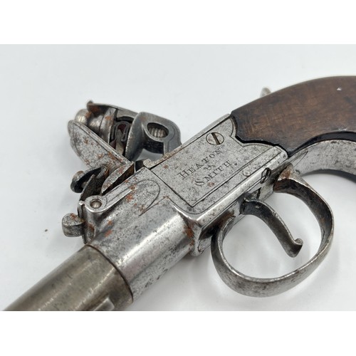 1361 - An early 19th century Heaton & Smith London flintlock pocket pistol - approx. 17.5cm long