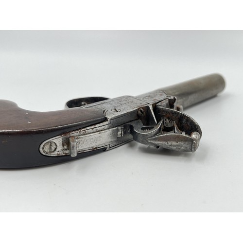 1361 - An early 19th century Heaton & Smith London flintlock pocket pistol - approx. 17.5cm long