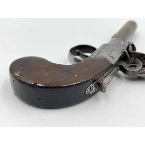 1361 - An early 19th century Heaton & Smith London flintlock pocket pistol - approx. 17.5cm long