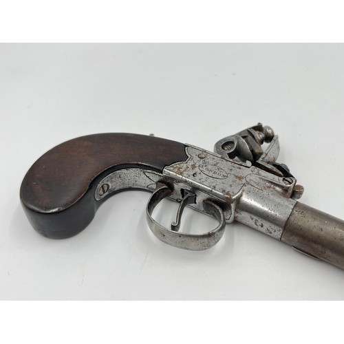 1361 - An early 19th century Heaton & Smith London flintlock pocket pistol - approx. 17.5cm long