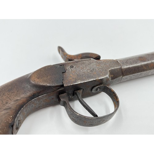 1362 - A 19th century Belgian percussion pistol - approx. 23cm long