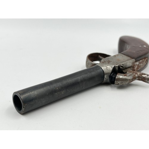 1364 - A 19th century Belgian percussion pocket pistol - approx. 19cm long