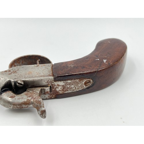 1364 - A 19th century Belgian percussion pocket pistol - approx. 19cm long