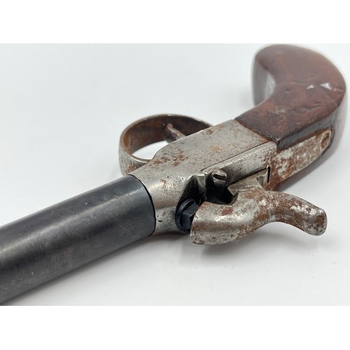 1364 - A 19th century Belgian percussion pocket pistol - approx. 19cm long