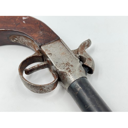 1364 - A 19th century Belgian percussion pocket pistol - approx. 19cm long