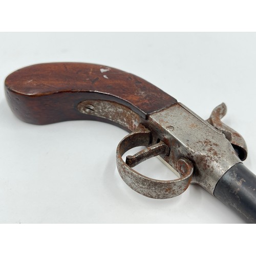 1364 - A 19th century Belgian percussion pocket pistol - approx. 19cm long