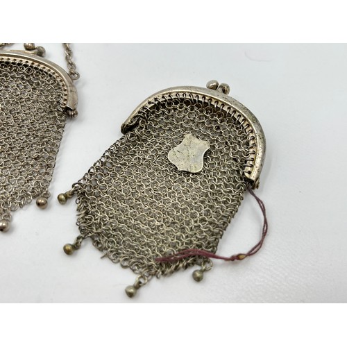 1309 - Three hallmarked sterling silver chainmail coin purses - approx. gross weight 65 grams