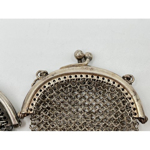 1309 - Three hallmarked sterling silver chainmail coin purses - approx. gross weight 65 grams