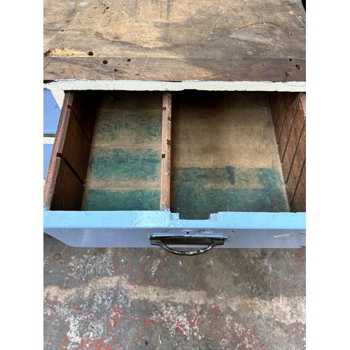 172 - A pair of late 19th/early 20th century Hobbs & Co. blue and white painted shop cabinets - approx. 94... 