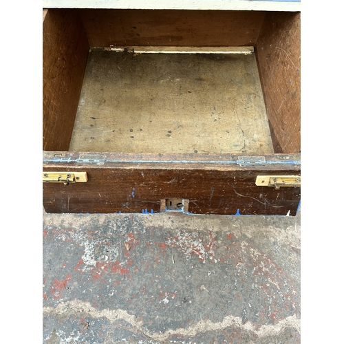 172 - A pair of late 19th/early 20th century Hobbs & Co. blue and white painted shop cabinets - approx. 94... 