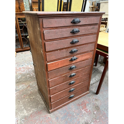 113 - A Victorian stained pine chest of ten drawers