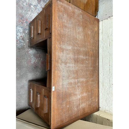 18 - A 1930s mahogany pedestal office desk with seven drawers - approx. 76cm high x 126cm wide x 76cm dee... 