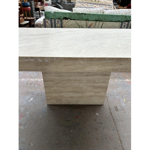 208 - A late 20th century tessellated stone rectangular dining table - approx. 80cm high x 80cm wide x 140... 