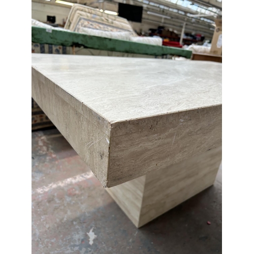 208 - A late 20th century tessellated stone rectangular dining table - approx. 80cm high x 80cm wide x 140... 