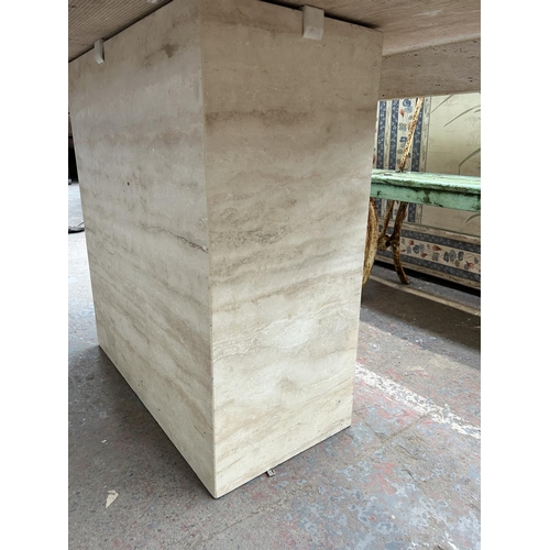 208 - A late 20th century tessellated stone rectangular dining table - approx. 80cm high x 80cm wide x 140... 