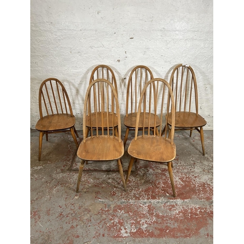 46 - Six 1960s Ercol Windsor elm and beech Quaker dining chairs