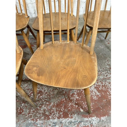 46 - Six 1960s Ercol Windsor elm and beech Quaker dining chairs