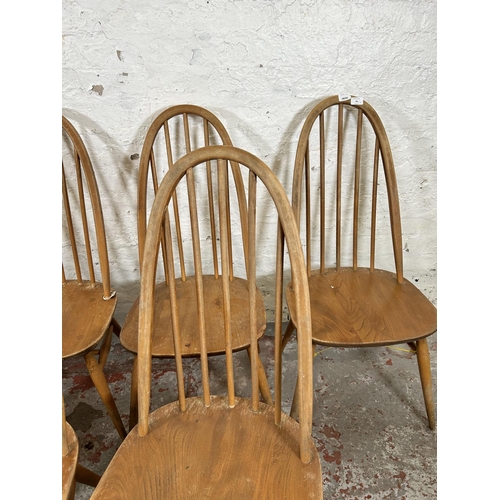 46 - Six 1960s Ercol Windsor elm and beech Quaker dining chairs