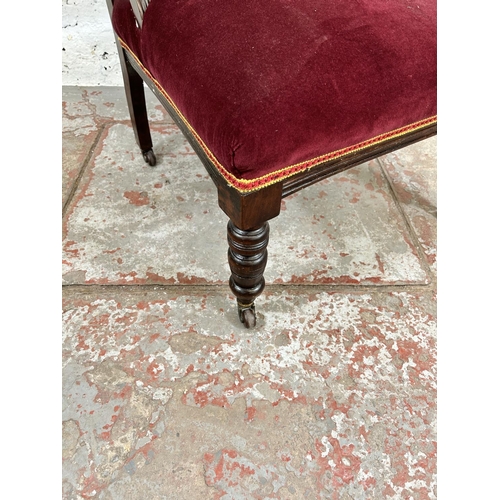 47 - An Edwardian mahogany and fabric upholstered parlour chair