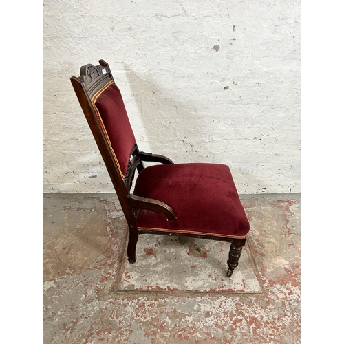 47 - An Edwardian mahogany and fabric upholstered parlour chair