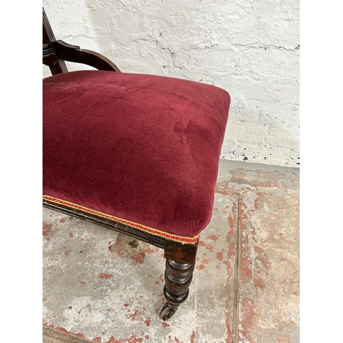 47 - An Edwardian mahogany and fabric upholstered parlour chair