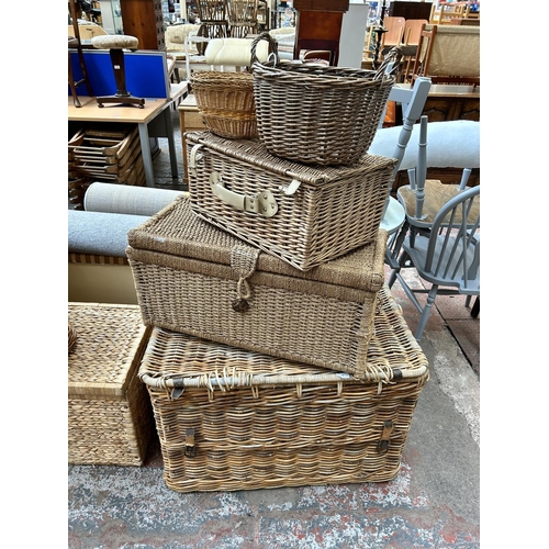 49 - Seven various wicker baskets