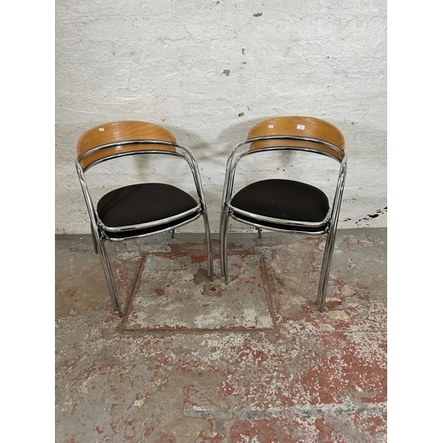 52 - A set of four 1980s Italian Effezeta beech and tubular metal dining chairs