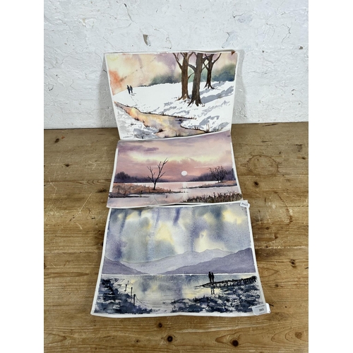 262 - Three 20th century unframed watercolours, signed I Hope 04  - approx. 28cm high x 37cm wide