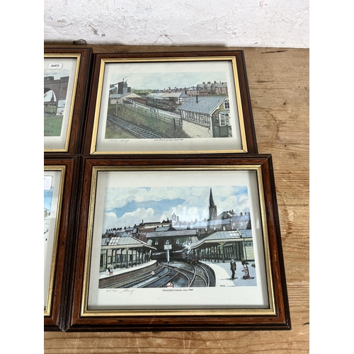 267 - Four framed pencil signed limited edition railway prints by Ark - all approx. 25cm high x 30cm wide