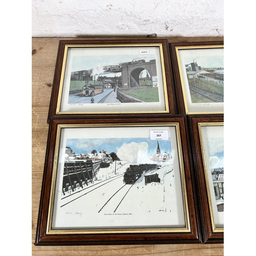 267 - Four framed pencil signed limited edition railway prints by Ark - all approx. 25cm high x 30cm wide