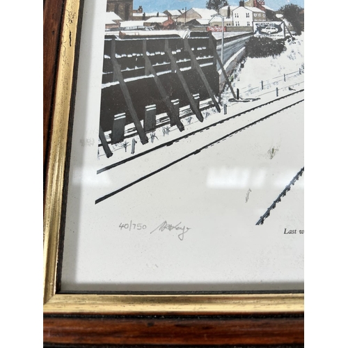 267 - Four framed pencil signed limited edition railway prints by Ark - all approx. 25cm high x 30cm wide