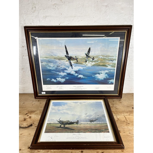 272 - Two framed pencil signed limited edition military aircraft prints, Return To France by Alan Holt and... 