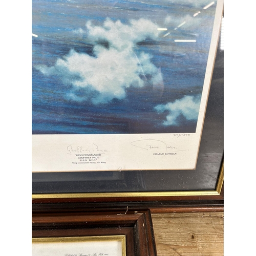 272 - Two framed pencil signed limited edition military aircraft prints, Return To France by Alan Holt and... 