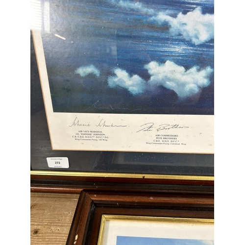 272 - Two framed pencil signed limited edition military aircraft prints, Return To France by Alan Holt and... 