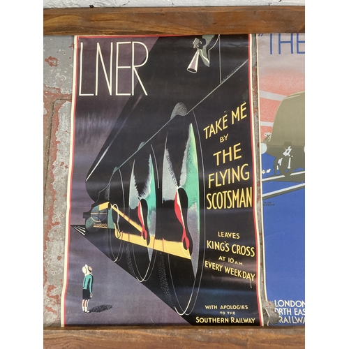 1411D - Four vintage transport posters, one Art Deco LNER 'Take me by the Flying Scotsman', two Worcester Ci... 