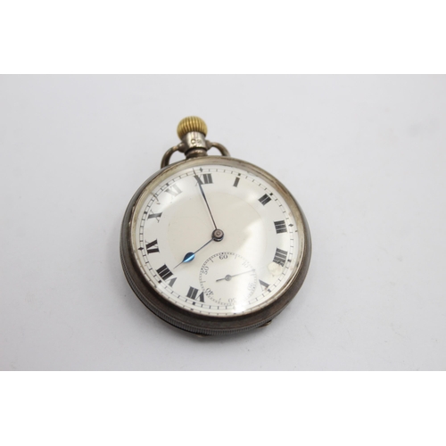 2457 - A vintage .925 silver open face key wind pocket watch - approx. gross weight 90 grams