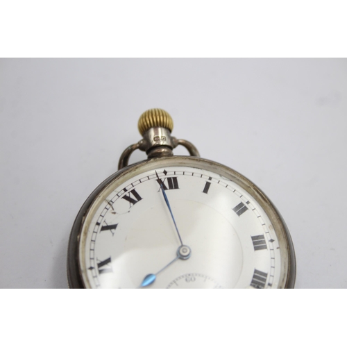 2457 - A vintage .925 silver open face key wind pocket watch - approx. gross weight 90 grams