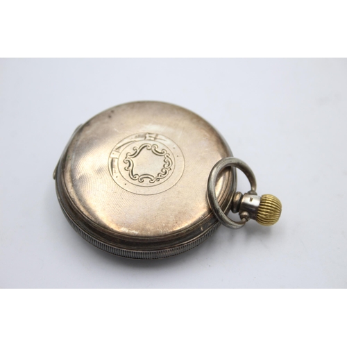 2457 - A vintage .925 silver open face key wind pocket watch - approx. gross weight 90 grams