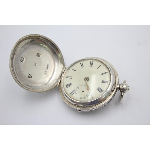 2468 - A vintage .925 silver cased full hunter key wind pocket watch - approx. gross weight 141 grams