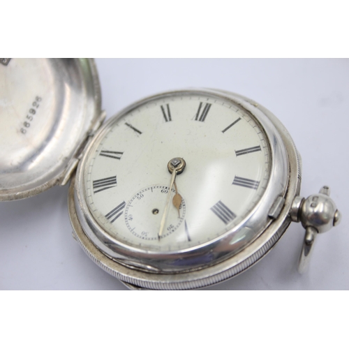 2468 - A vintage .925 silver cased full hunter key wind pocket watch - approx. gross weight 141 grams