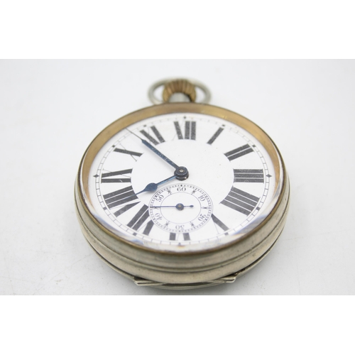 2494 - A vintage hallmarked .925 silver hand-wind jumbo men's pocket watch