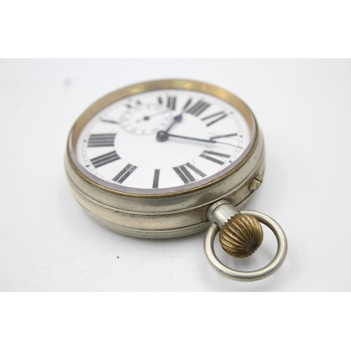 2494 - A vintage hallmarked .925 silver hand-wind jumbo men's pocket watch