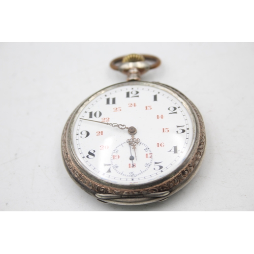 2500 - A vintage hallmarked .800 silver cased open face hand wind pocket watch - approx. gross weight 93 gr... 