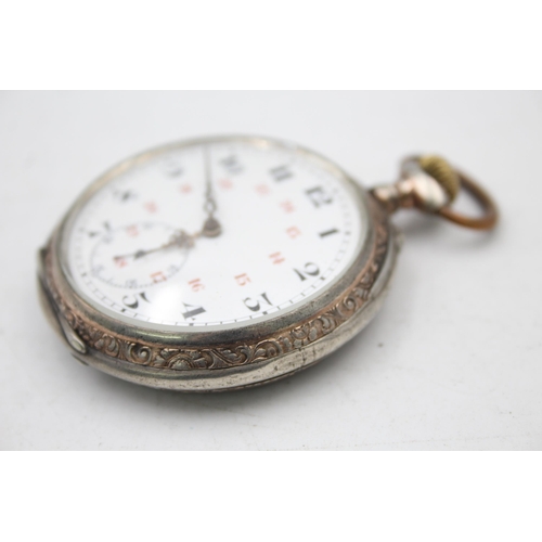 2500 - A vintage hallmarked .800 silver cased open face hand wind pocket watch - approx. gross weight 93 gr... 