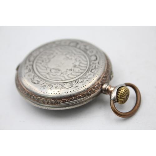 2500 - A vintage hallmarked .800 silver cased open face hand wind pocket watch - approx. gross weight 93 gr... 