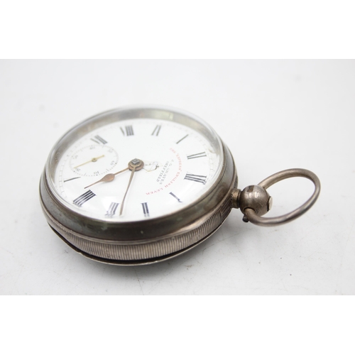 2501 - A hallmarked J. G Graves .925 Sheffield silver cased open face key wind men's pocket watch - approx.... 